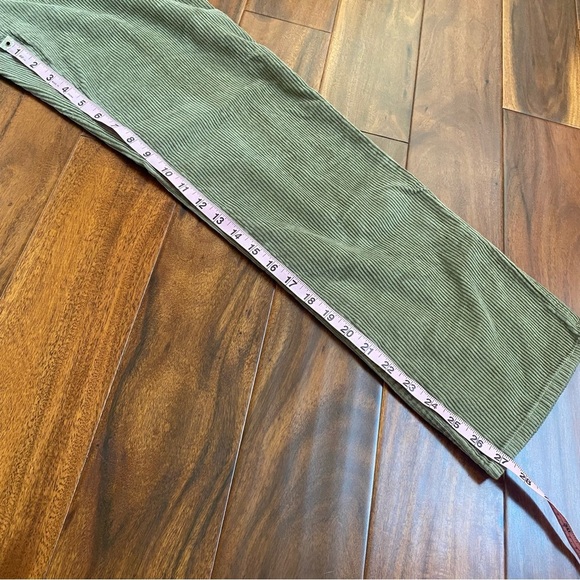 Hollister High Rise Dad Pants Women 1R 25 Green Corduroy Baggy Straight Leg Y2K - Picture 2 of 5